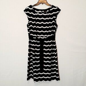 Women's "ILE New York" Black & White Zig Zag Sleeveless Dress; Size 14